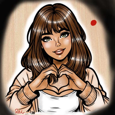 realistic girl making a heart with her hands🫶