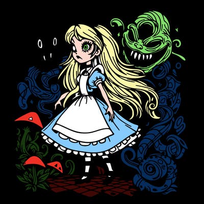 like alice in wonderland but crazy and scary