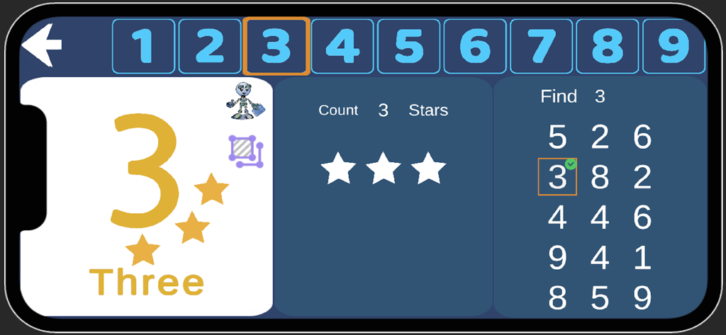 Interactive math activity for kids to learn counting and number recognition