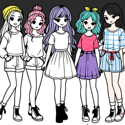 a group of five girls