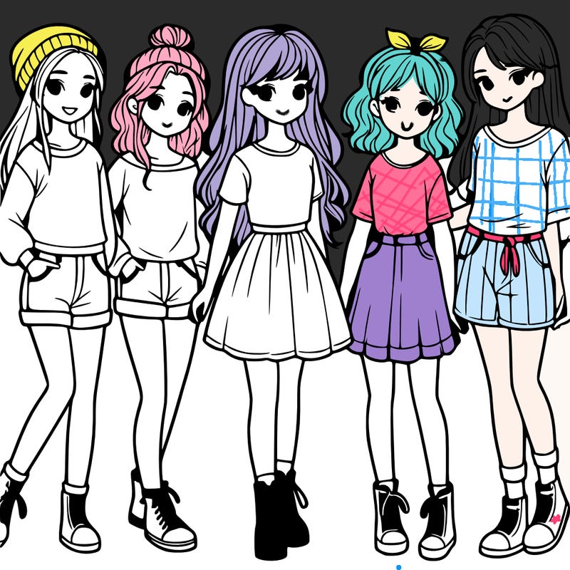 a group of five girls