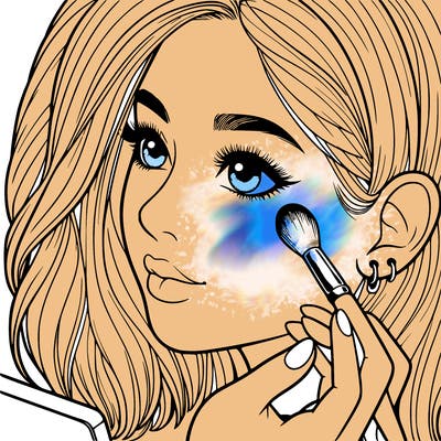 a realistic girl doing her makeup