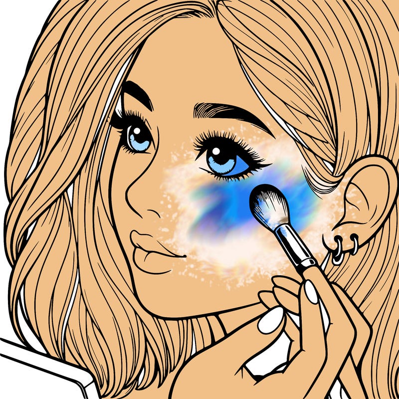 a realistic girl doing her makeup