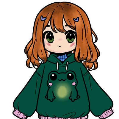 girl wearing frogging sweatshirt