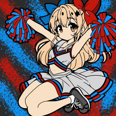 anime cheerleader girl in a cheer costume