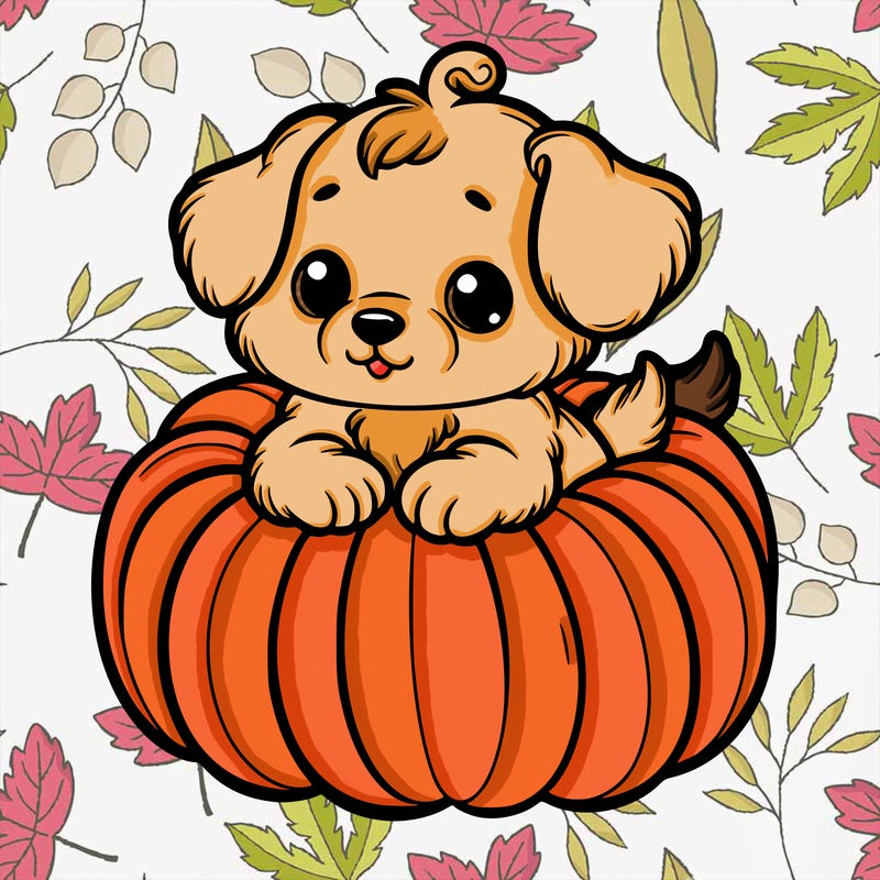 cute little puppy in a pumpkin