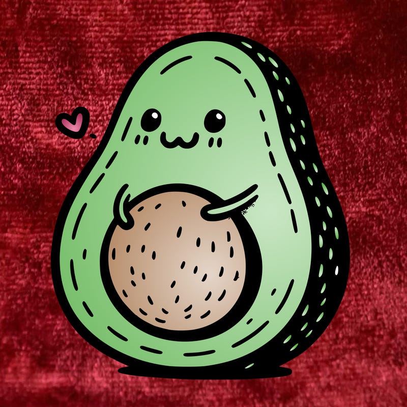 an avocado hugging an avocado
