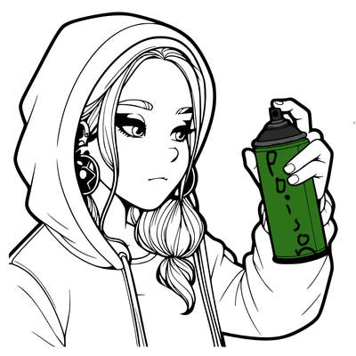 a realistic girl, spray painting