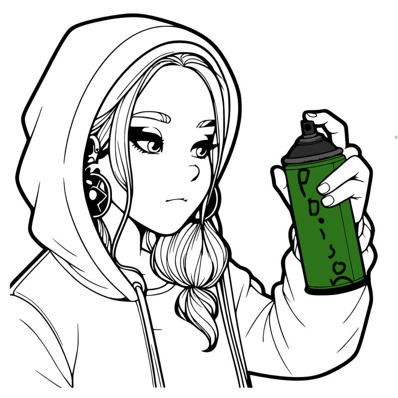 a realistic girl, spray painting