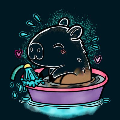 capybara taking a bath