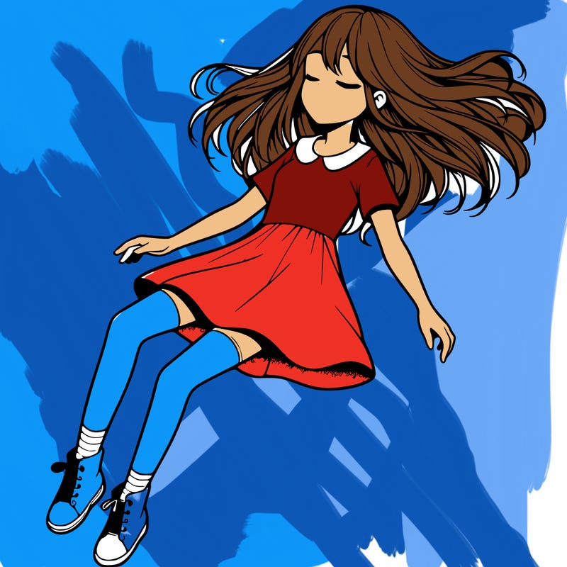 realistic girl floating