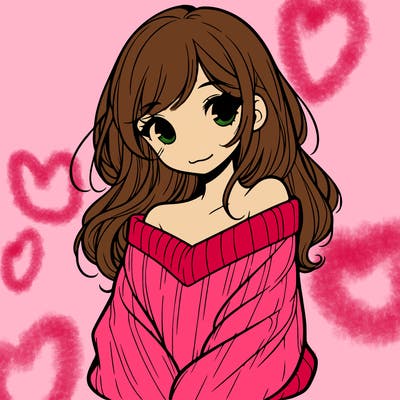 shy pretty girl wearing a sweater that is falling off one shoulder portrait