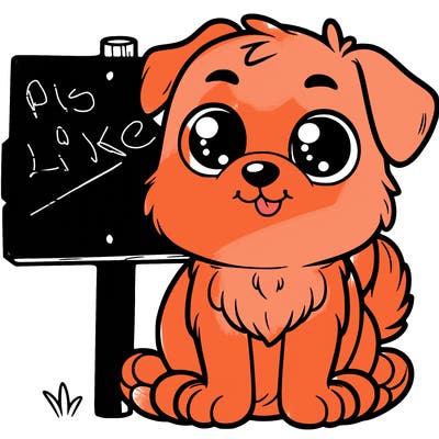 a cute dog with a blank sign