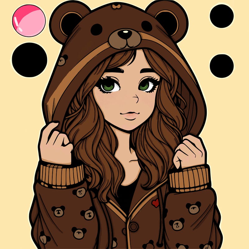 realistic girl in a animal pjs hoodie