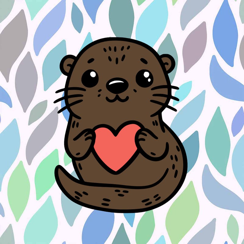 otter with a heart
