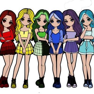 a group of girls realistic