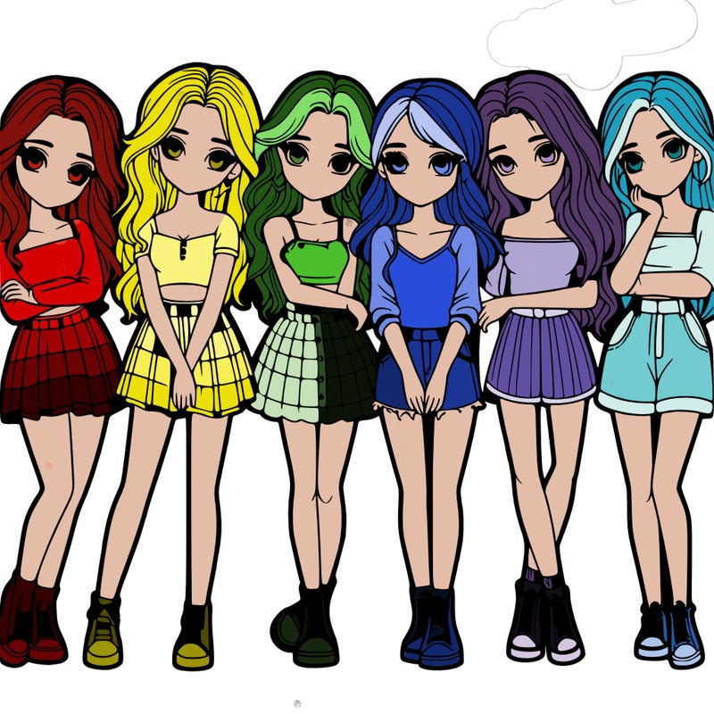 a group of girls realistic