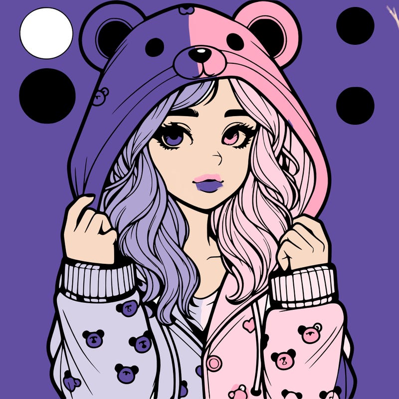 realistic girl in a animal pjs hoodie