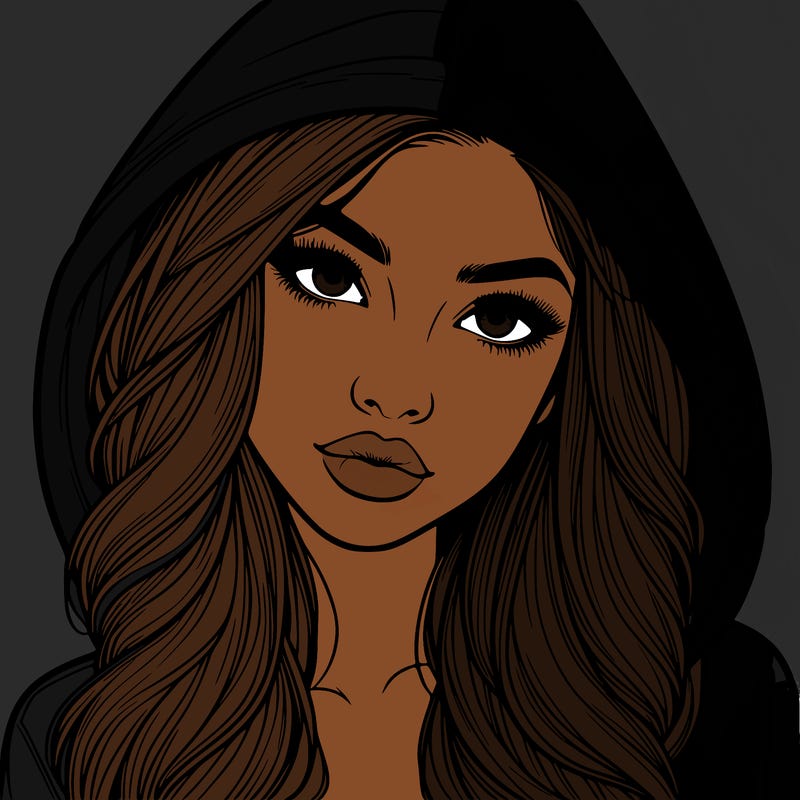 realistic beautiful girl with a hood on