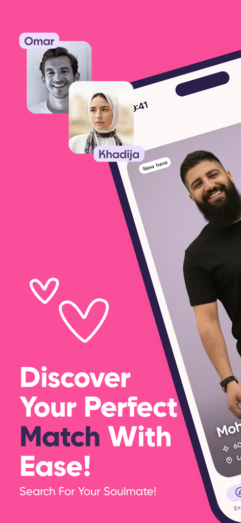 Simply Nikah - Simply Nikah app interface showing profiles of Muslim singles with the text Discover Your Perfect Match With Ease