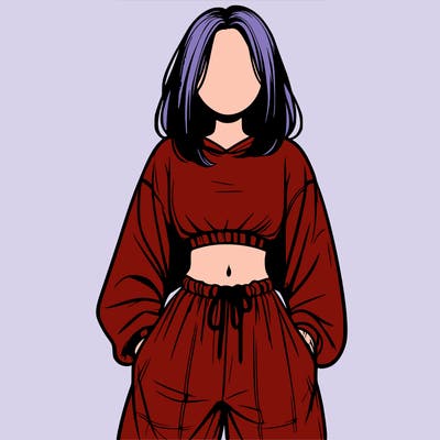 realistic girl faceless with baggy pants and a crop top
