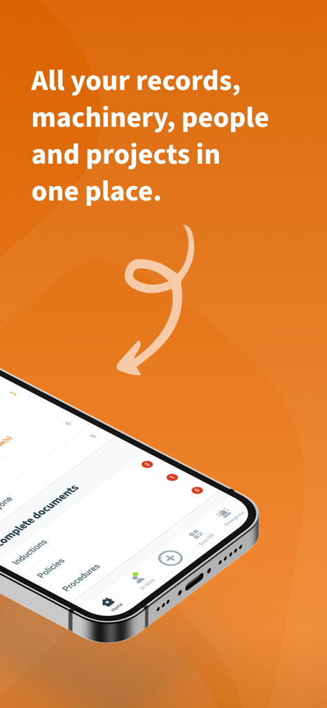 Safe Ag Systems™ - App Safe Ag Systems che mostra la gestione di registri, macchinari, persone e progetti su uno smartphone.