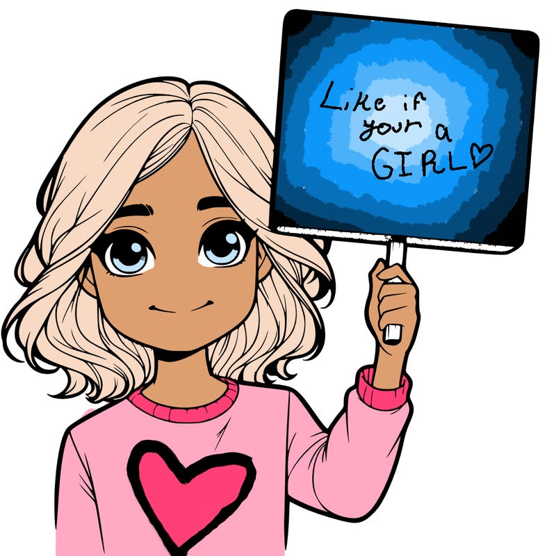 realistic girl holding up a sign