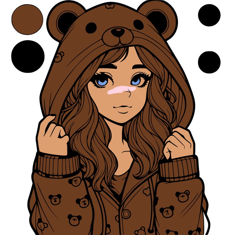 realistic girl in a animal pjs hoodie