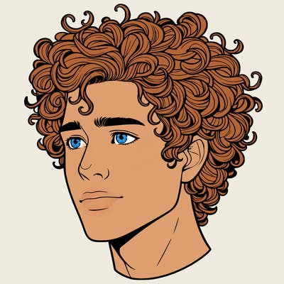realistic guy with curly hair