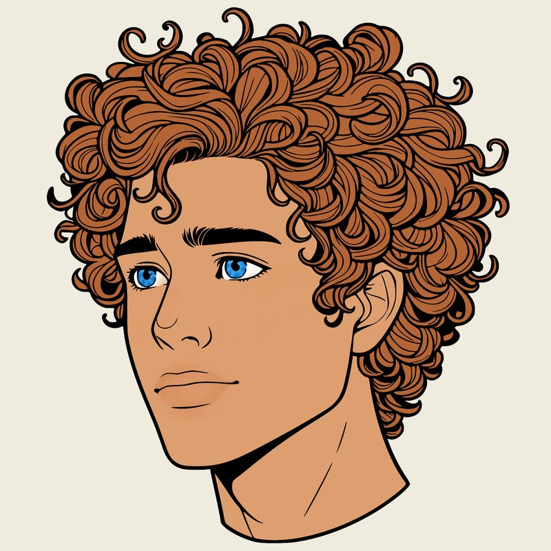 realistic guy with curly hair