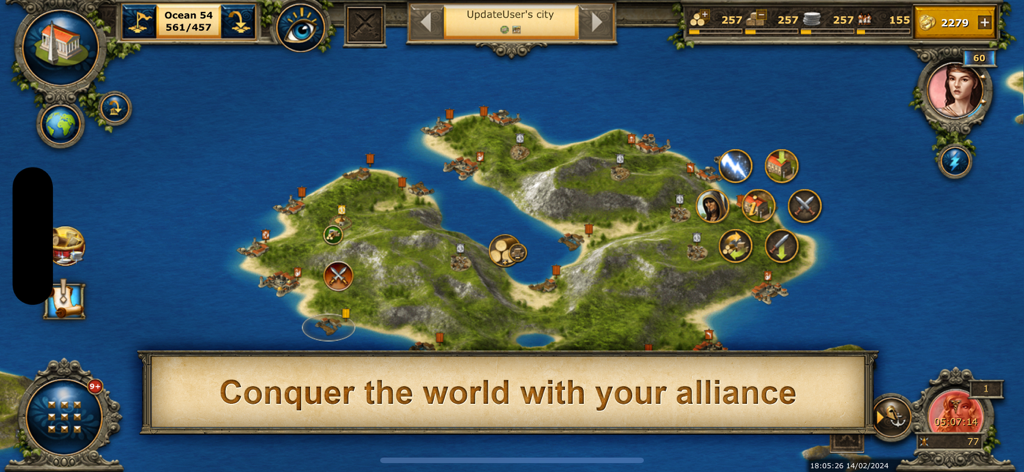 Grepolis - Divine Strategy MMO - Mapa de estrategia del juego Grepolis con ciudades e iconos de recursos