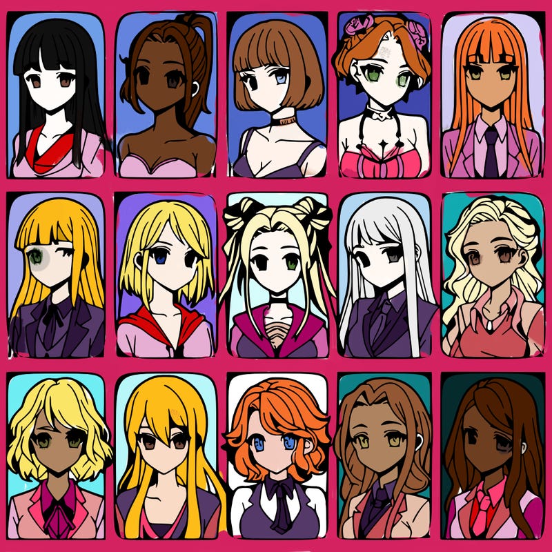 girls that look diffrent anime