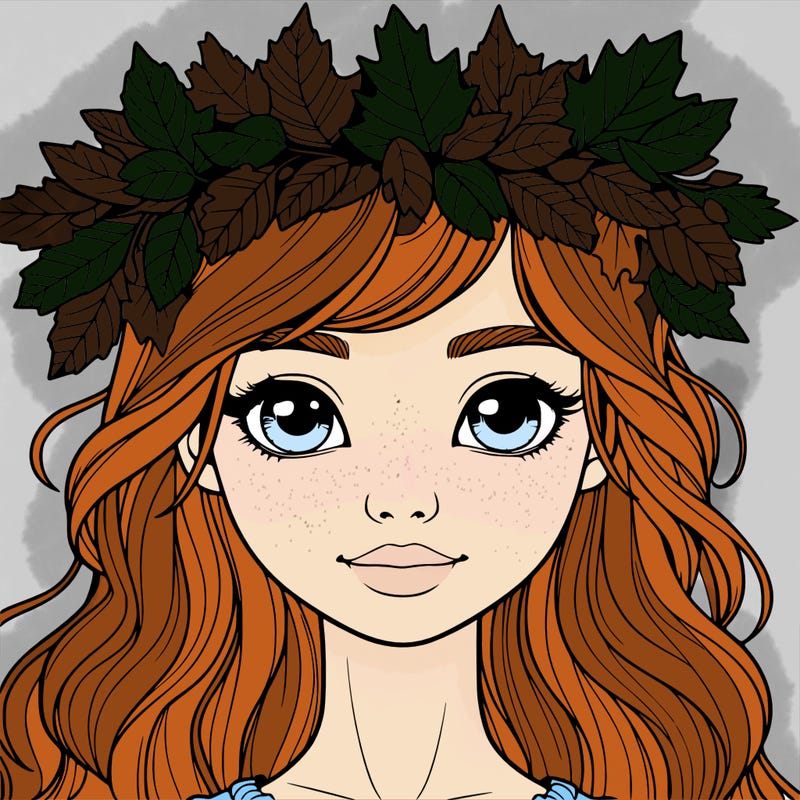 realistic girl with fall leaf crown