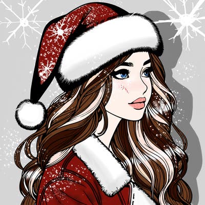 realistic girl in santa hat
