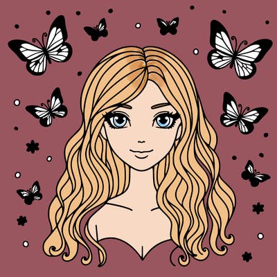 woman with butterfly hair