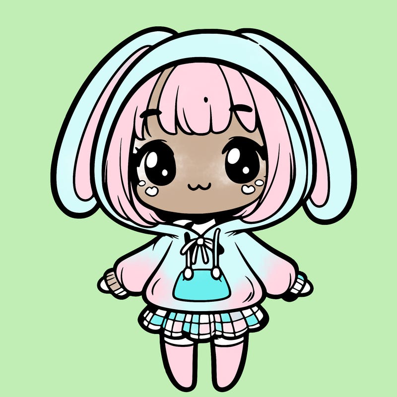 cute girl in bunny hoodie