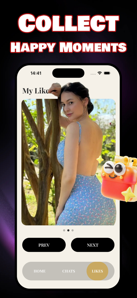 Saxin - Interface of the Saxin app showing a virtual saxophone player character profile in the Likes section.