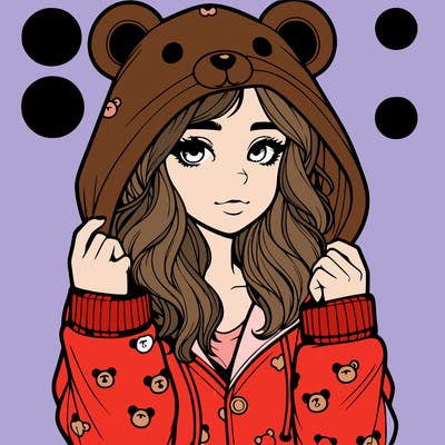 realistic girl in a animal pjs hoodie
