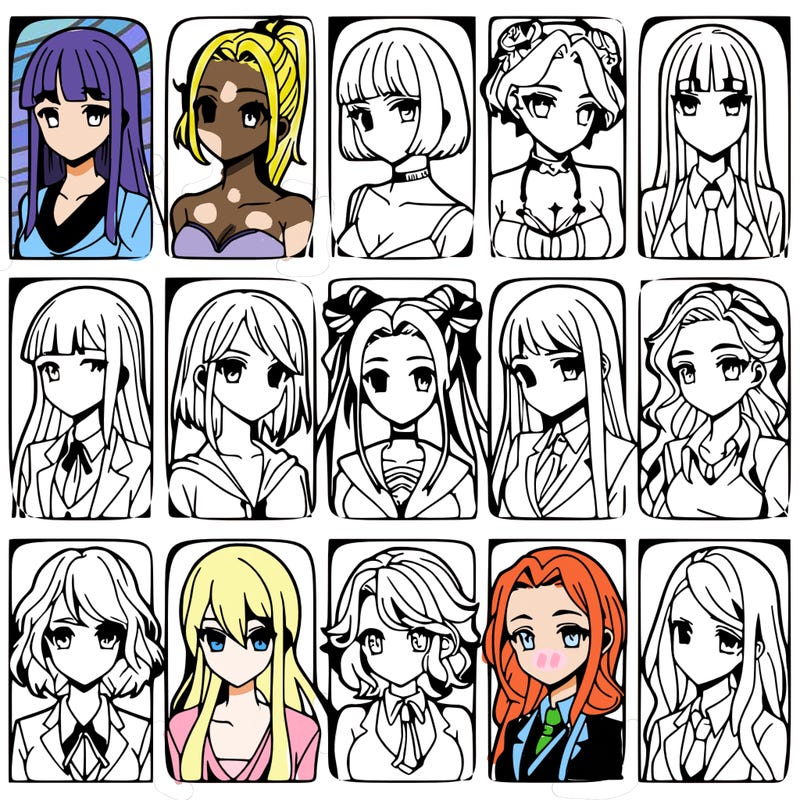 girls that look diffrent anime