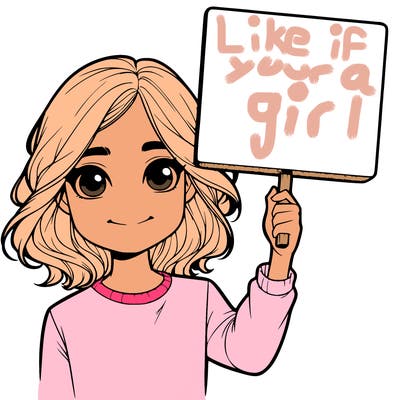 realistic girl holding up a sign