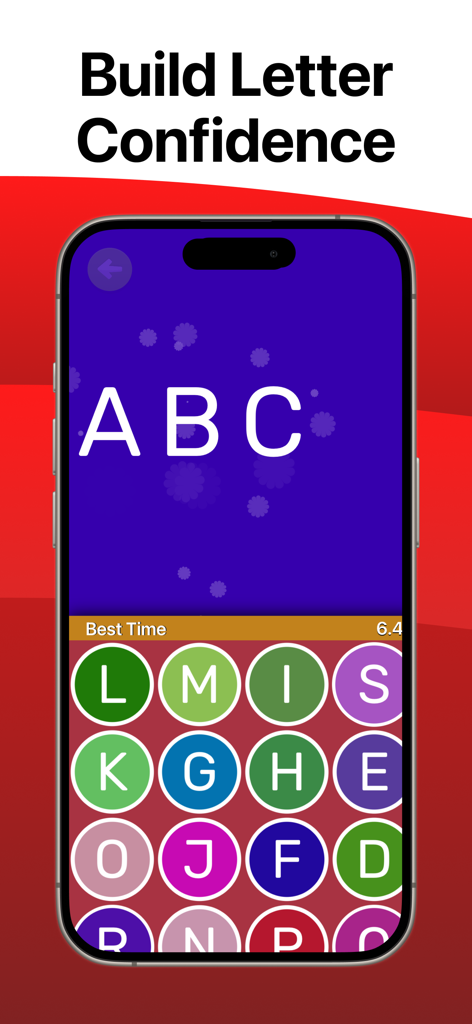 Alphabet Dots: ABC Learning - A colorful educational game interface where children tap on letter dots to learn the alphabet