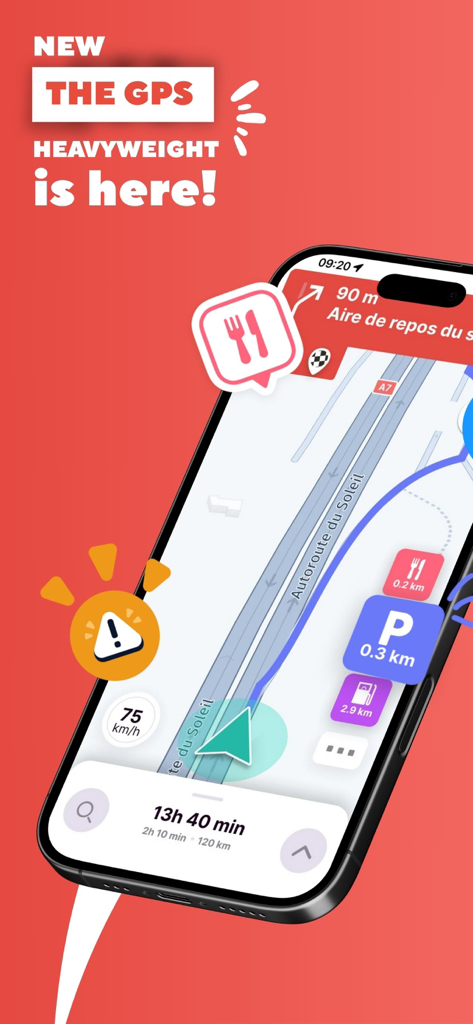 Truckfly mobile app displaying specialized truck GPS navigation and roadside service locations