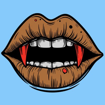lips with vampire teeth