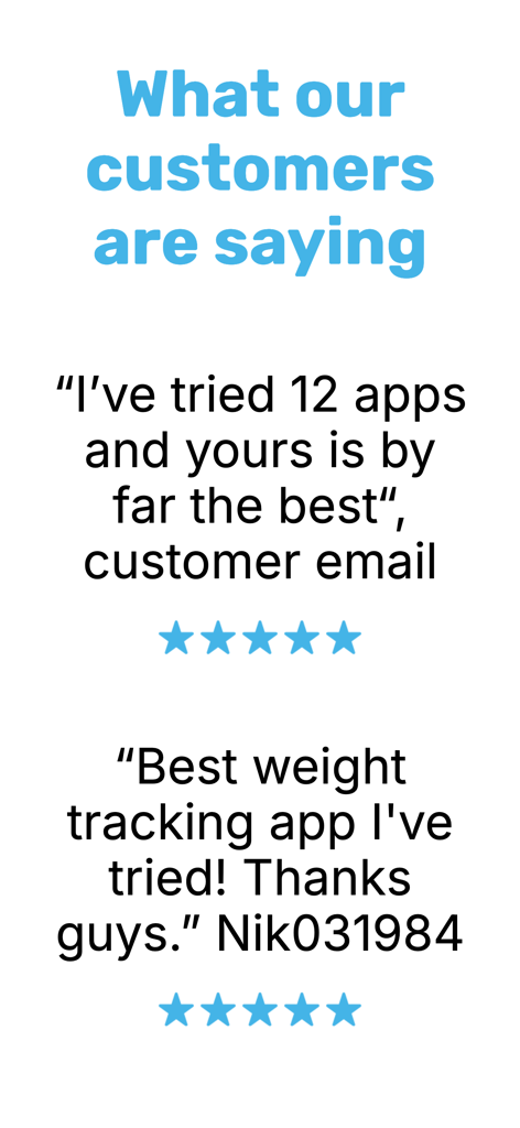Progress Body Tracker: My BMI - Customer testimonials and five star ratings for the Progress Body Tracker app.