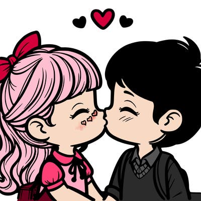boy and girl kissing