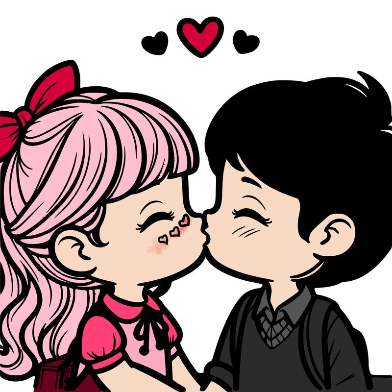 boy and girl kissing