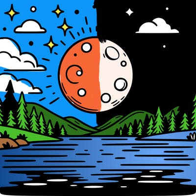 moonlight shining on a lake