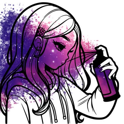 a realistic girl spray painting