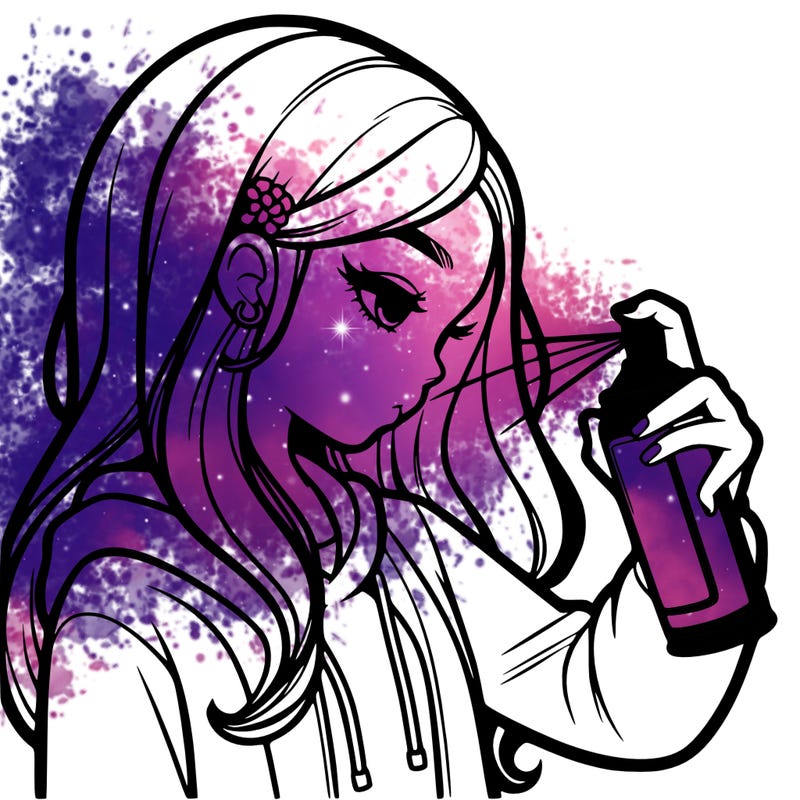 a realistic girl spray painting