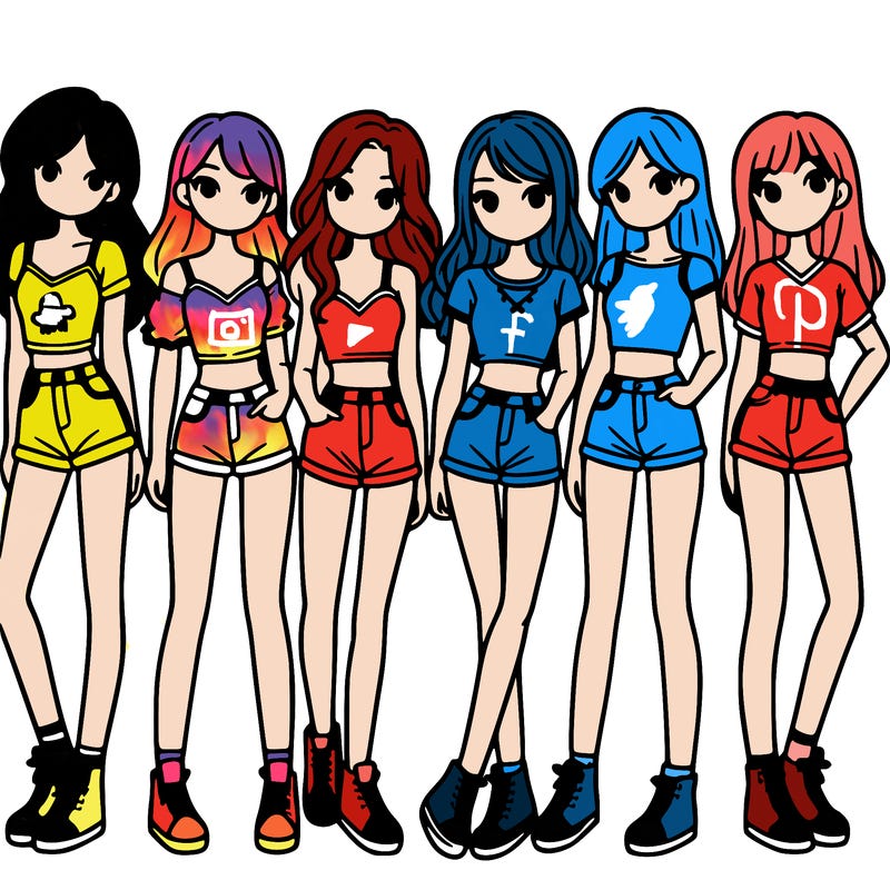 a group of girls wearing crop tops and shorts
